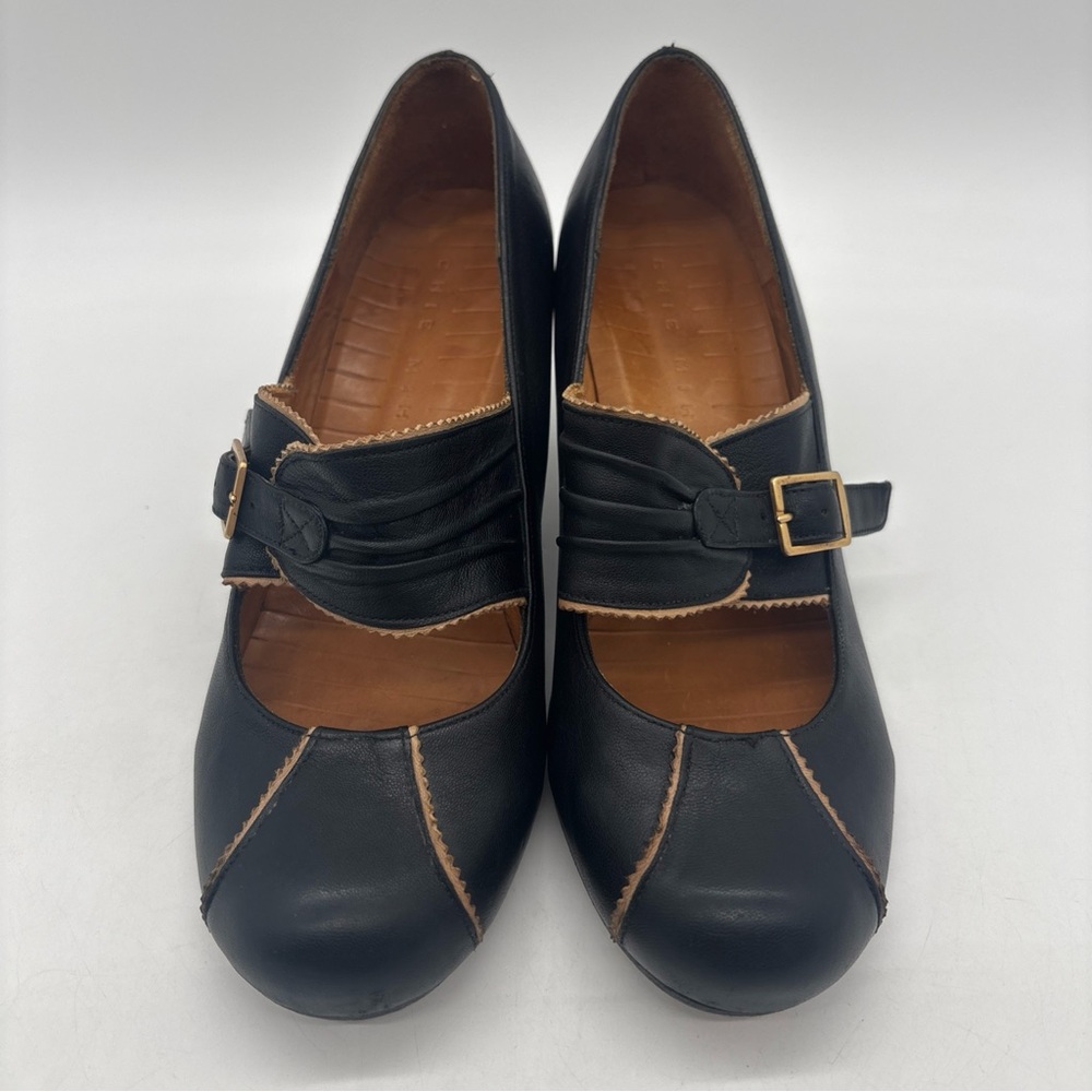 Chie Mihara Retro Black Buckle Leather Pumps Heels Women’s EU 39 US 9 - Picture 5 of 16